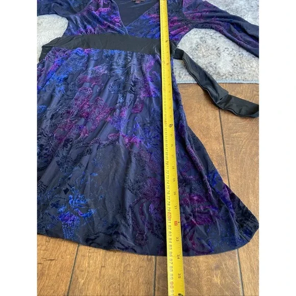 Y2K CKM black Blue Purple Crushed Velvet dress. Size Medium Goth‎ Grunge - Picture 9 of 11